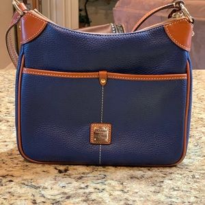 Navy blue Dooney & Bourke Pebble Double Zip Tassel crossbody bag